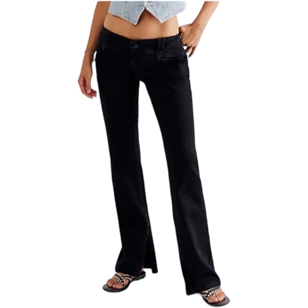 Free People Stillwater Black Low-Rise Slim Flare Jeans, size 29